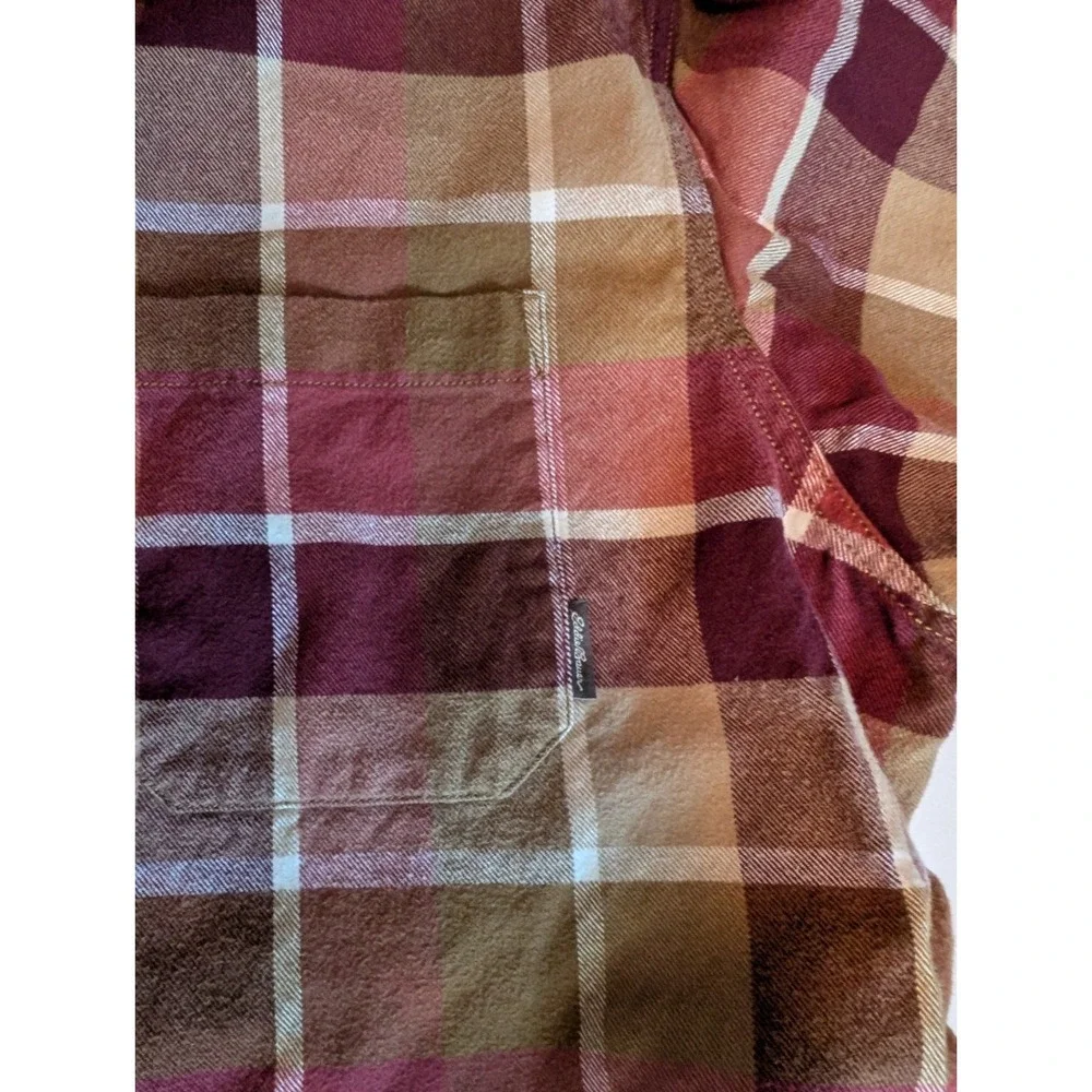 Eddie Bauer Men's XL Brown Multicolor  Plaid Long Sleeve Flannel Button Up Shirt